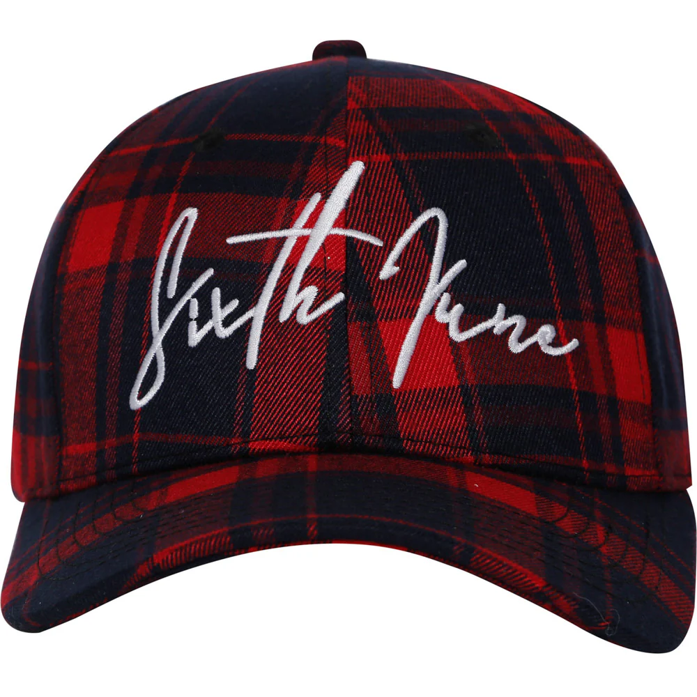 Casquette tartan logo signature rouge bleu - Image 6