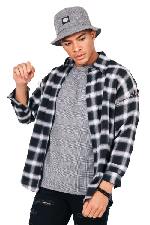 Chemise anneaux carreaux noir blanc