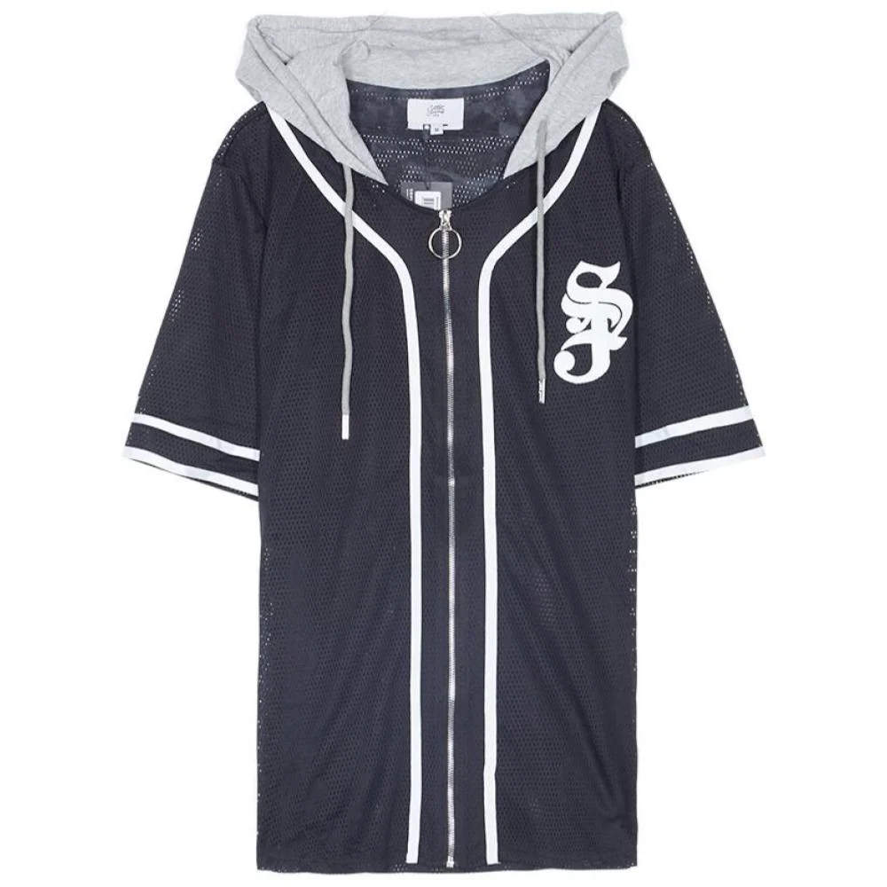 Chemise baseball logo capuche noir