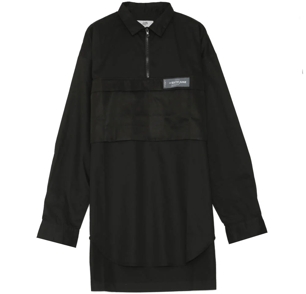 Chemise enfilable poche centrale noir