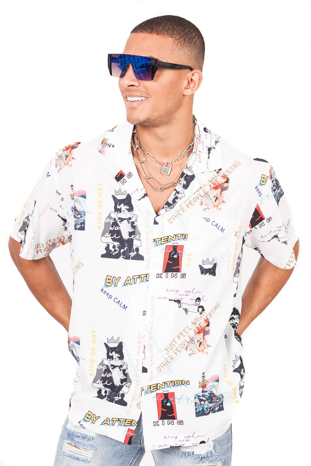 Chemise imprimés keep calm blanc