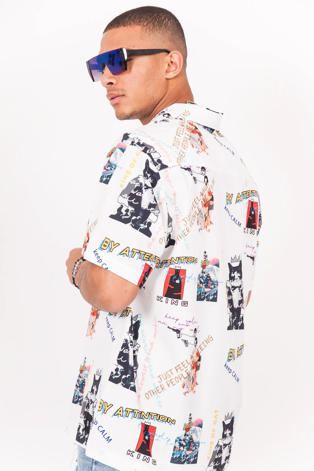 Chemise imprimés keep calm blanc - Image 3