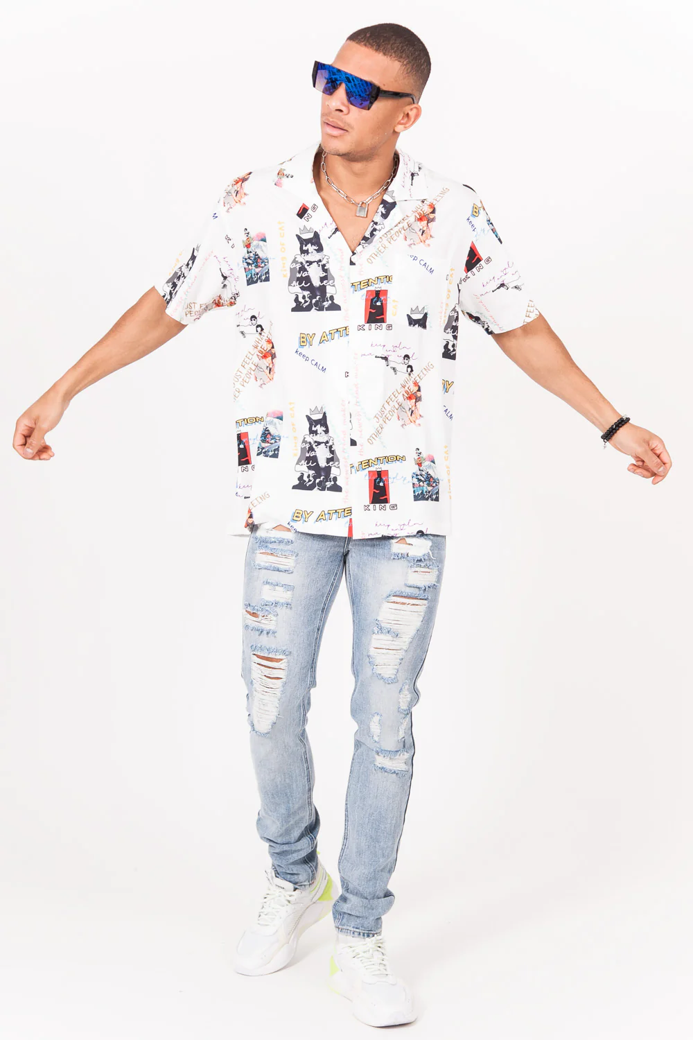 Chemise imprimés keep calm blanc - Image 6