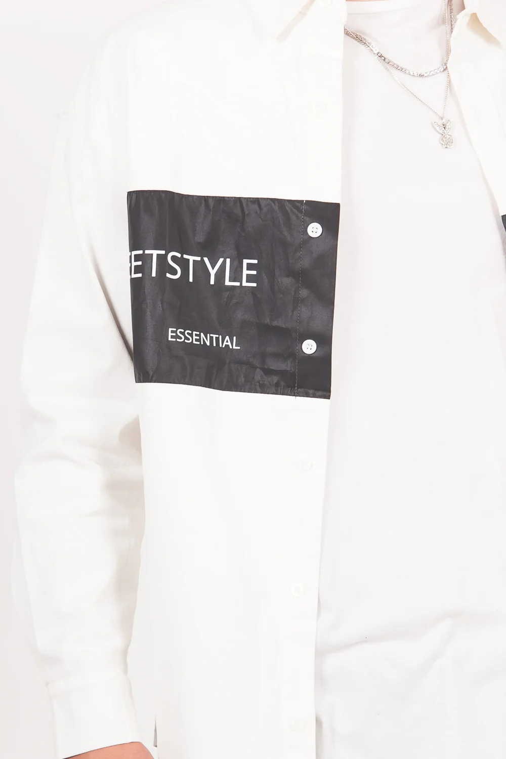 Chemise streetstyle bande réfléchissante blanc - Image 4