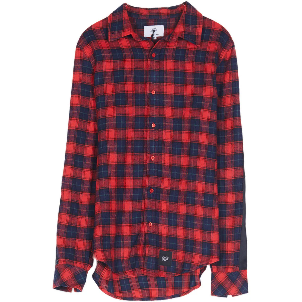 Chemise tartan bandes rouge
