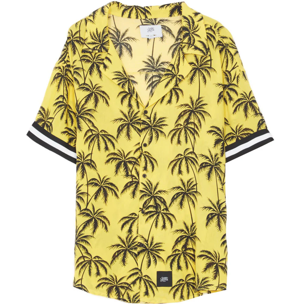 Chemisette large palmiers bandes jaune noir