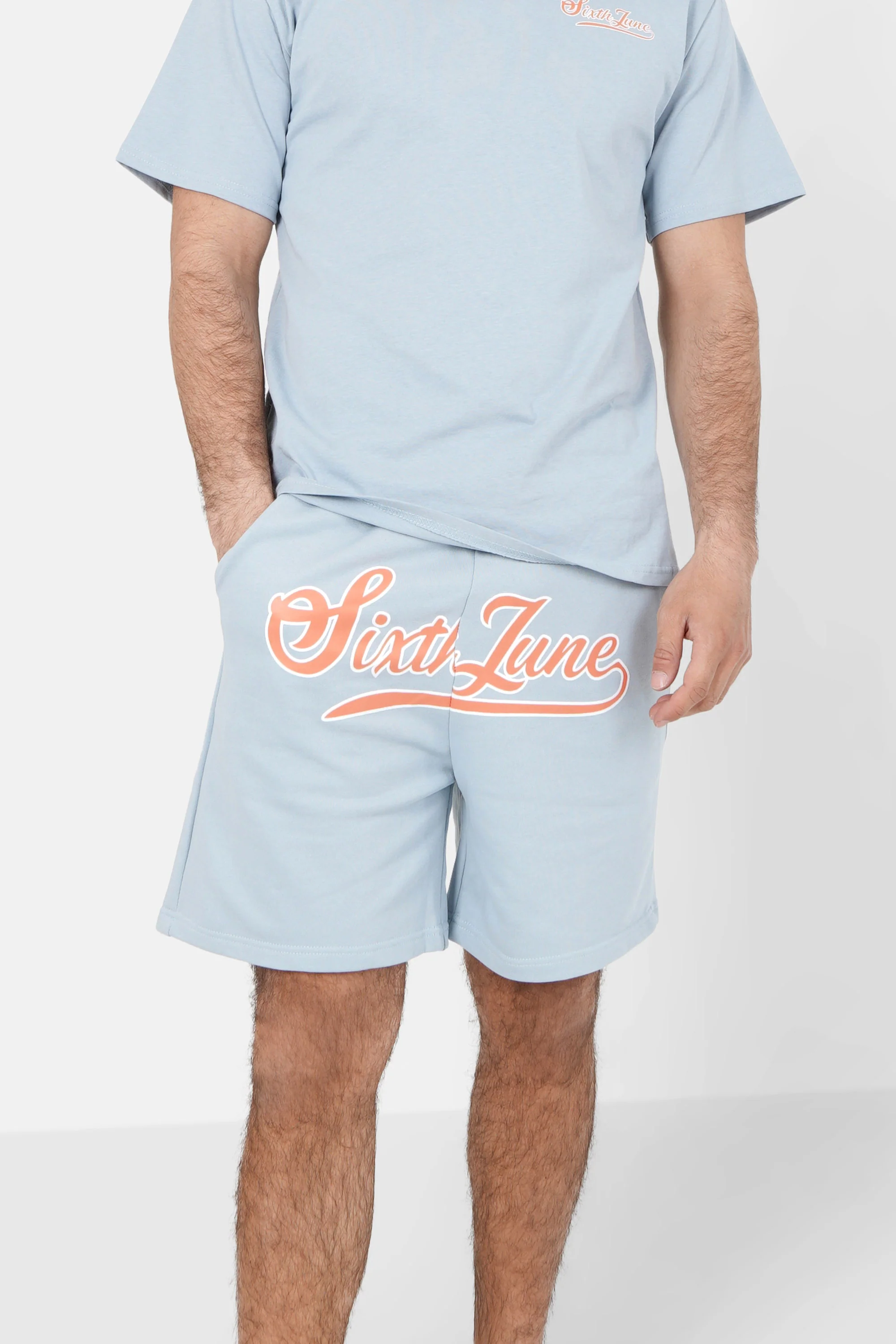 Short logo rétro Bleu clair