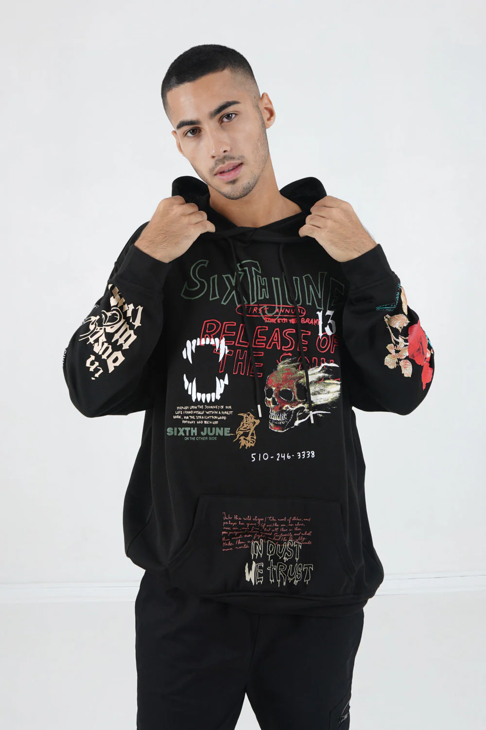 Sweat capuche customisé Noir