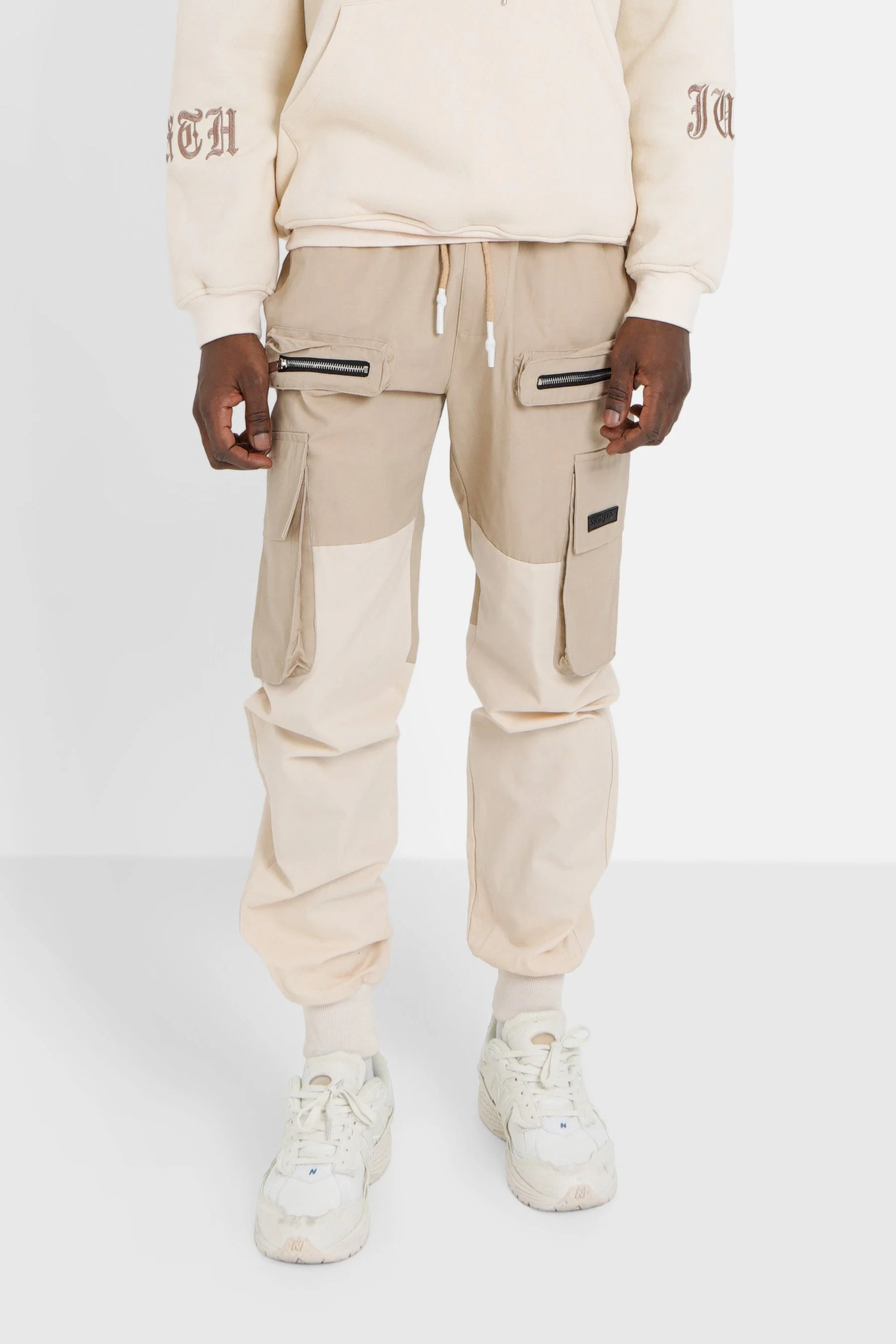 Pantalon cargo bicolore Beige