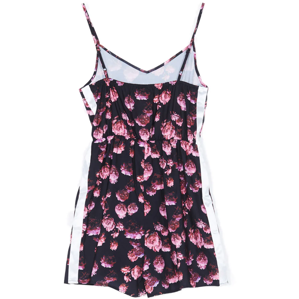 Combi-short satin fleurs rose - Image 6