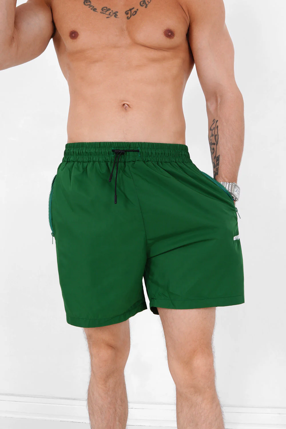 Short de bain logo Vert foncé