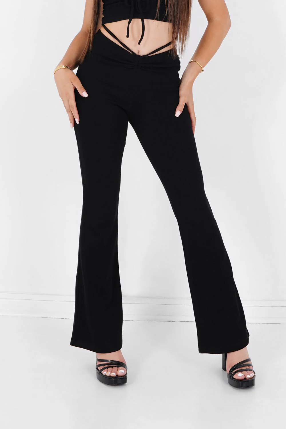 Pantalon côtelé cordons Noir