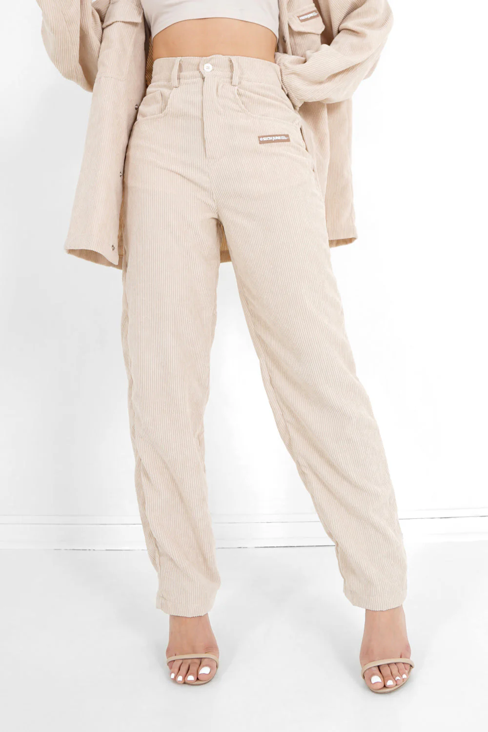 Pantalon droit velours côtelé Beige