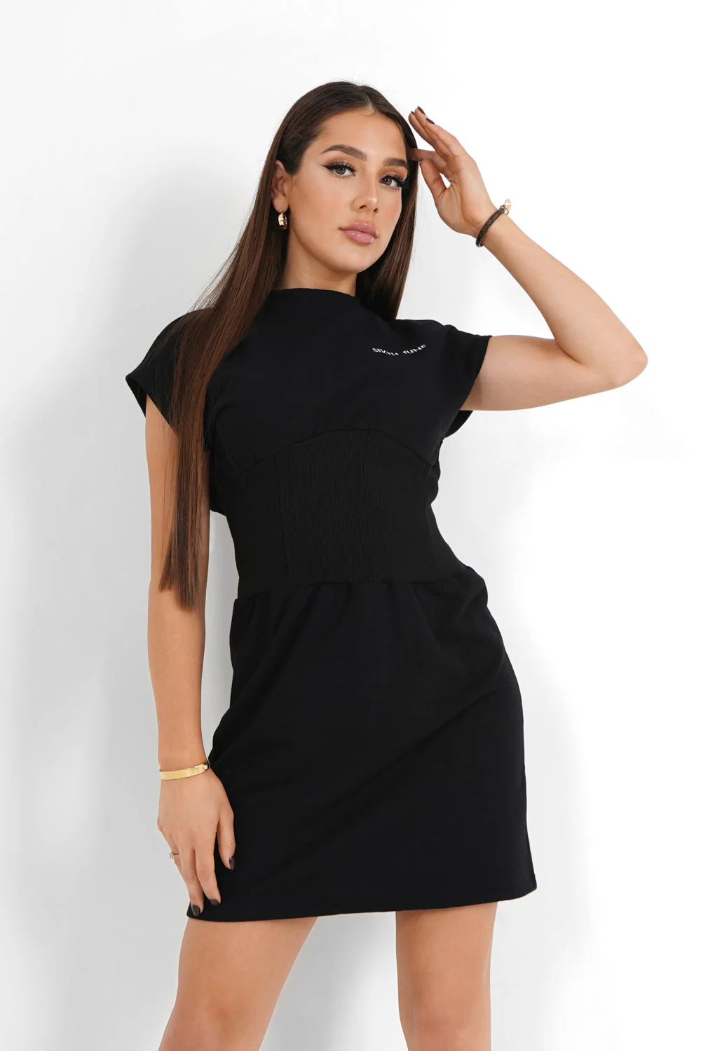 Robe courte corset Noir