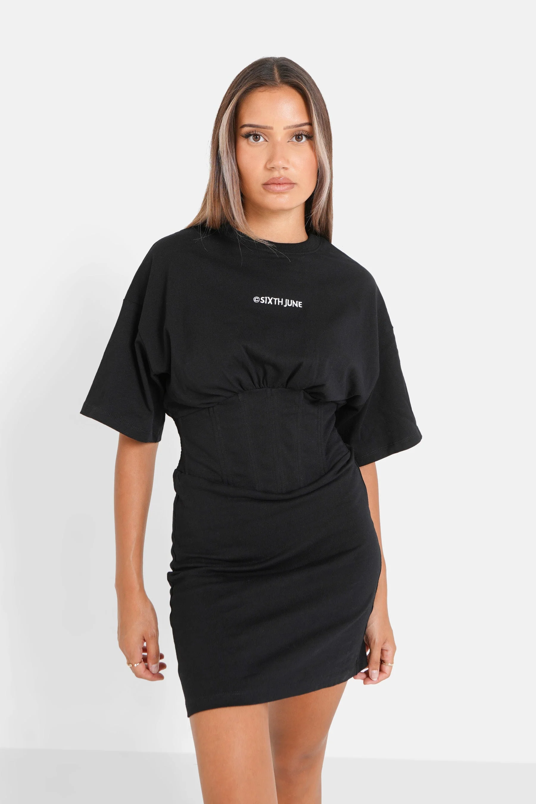 CORSET logo s/s mini dress