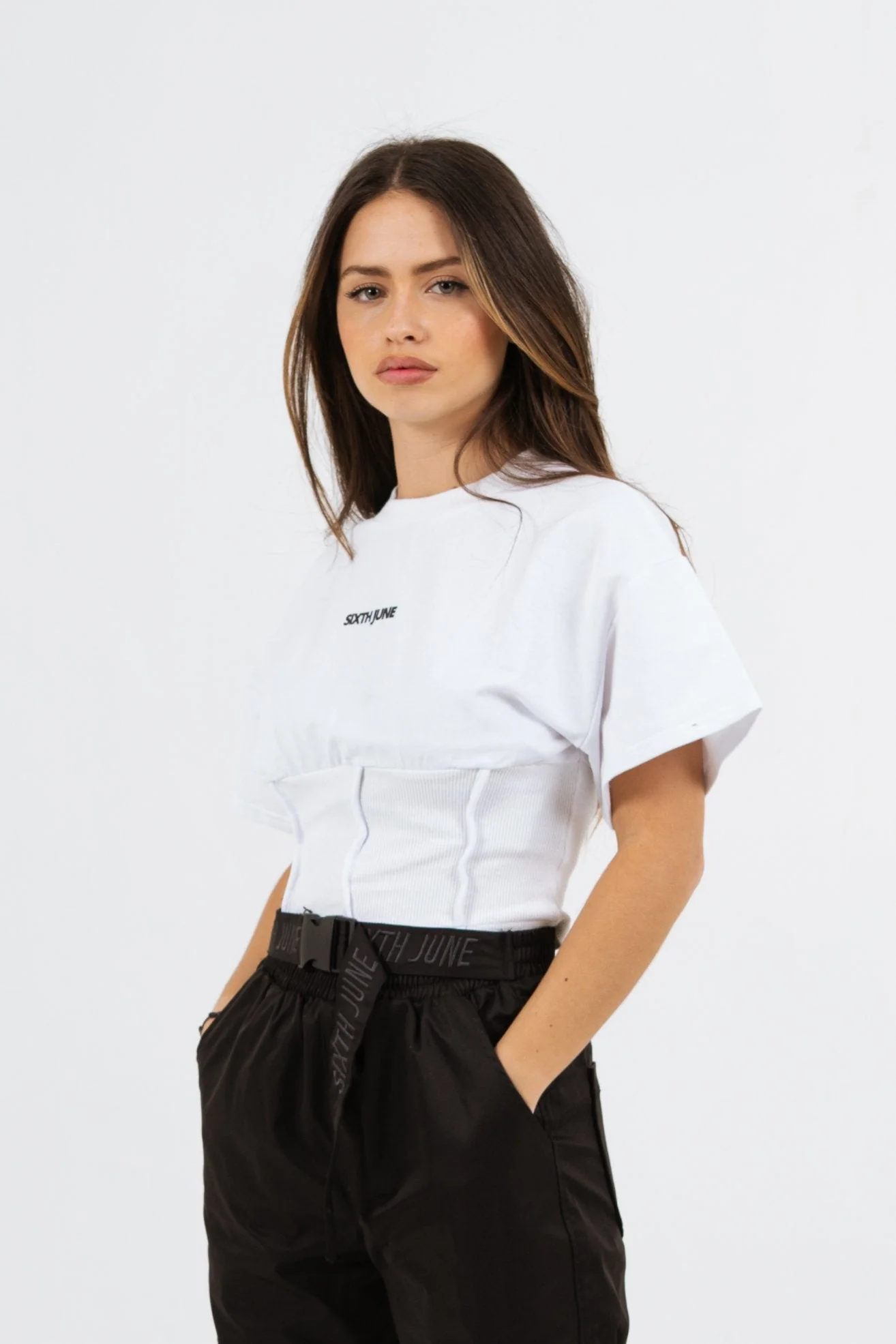 T-shirt corset court blanc