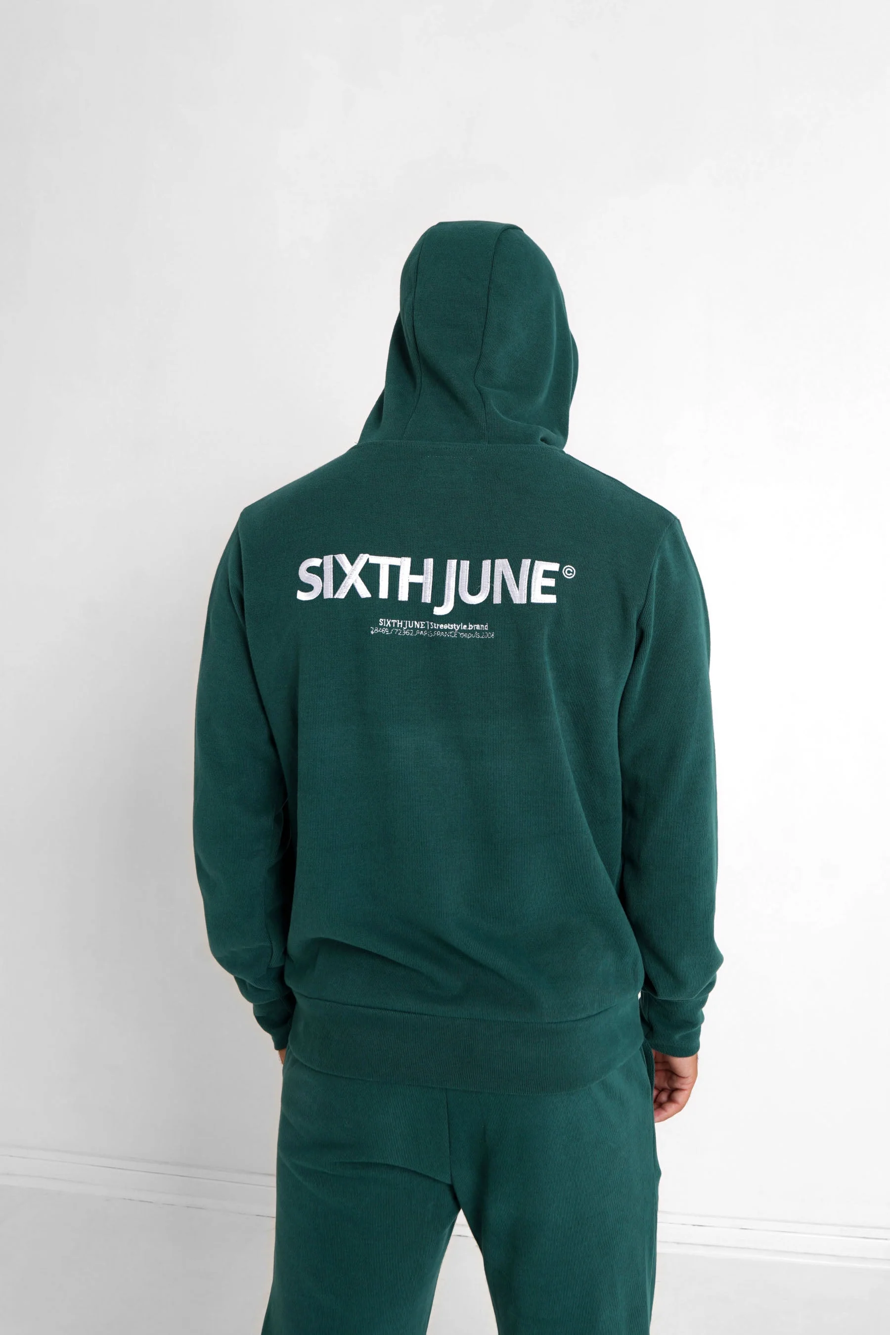 Sweat capuche côtelé patch Vert foncé