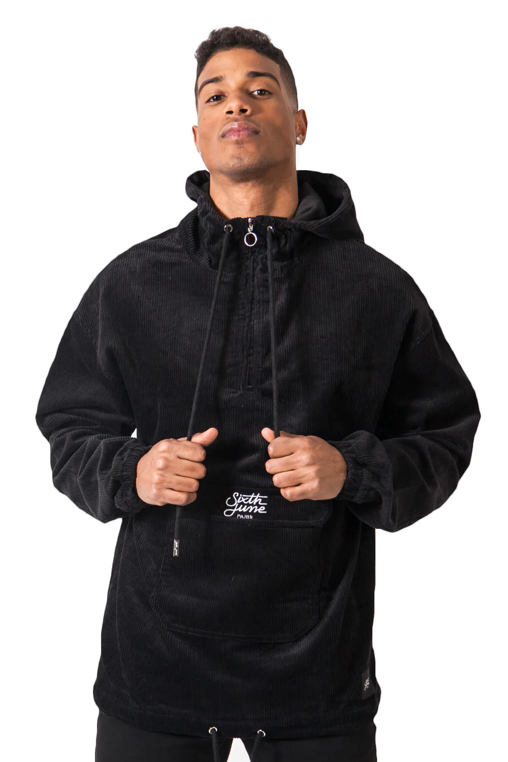Coupe vent velours capuche noir
