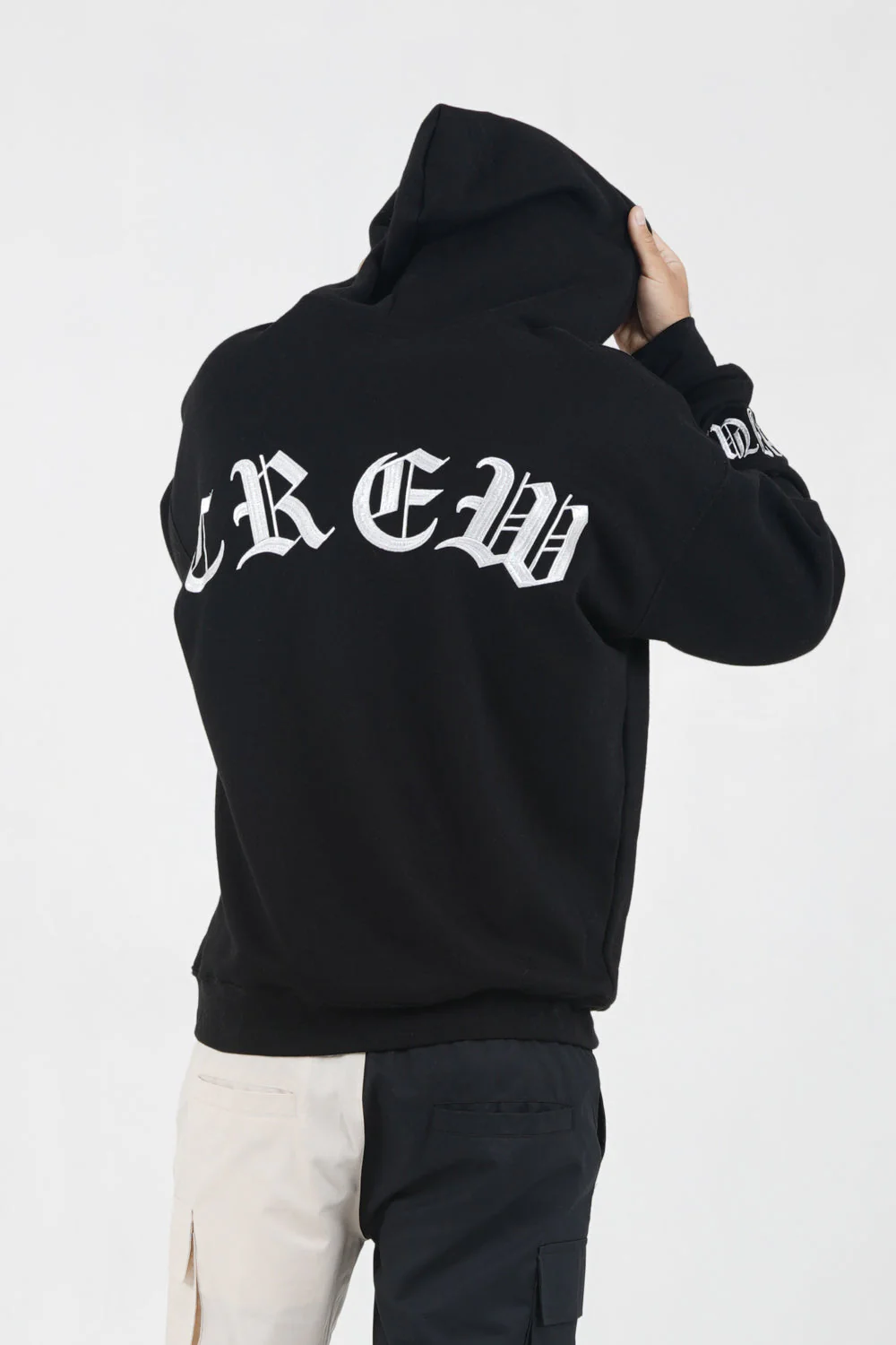 Sweat capuche crew manches Noir