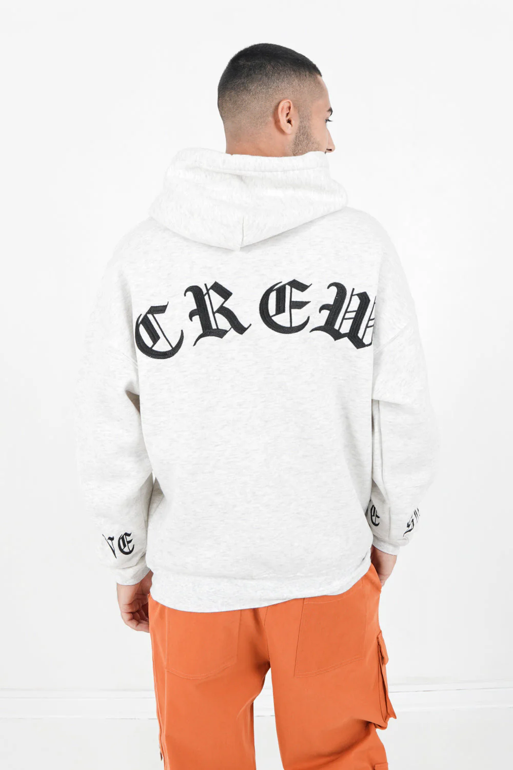 Sweat capuche crew manches Gris clair