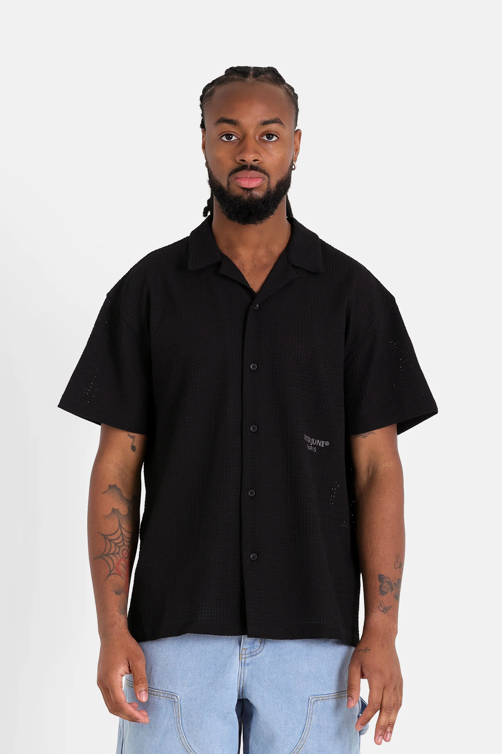 Chemise crochet broderie Noir