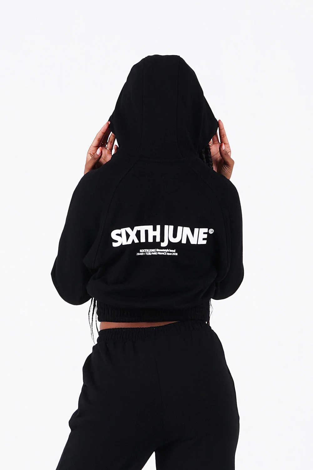 Sweat capuche court logo Noir