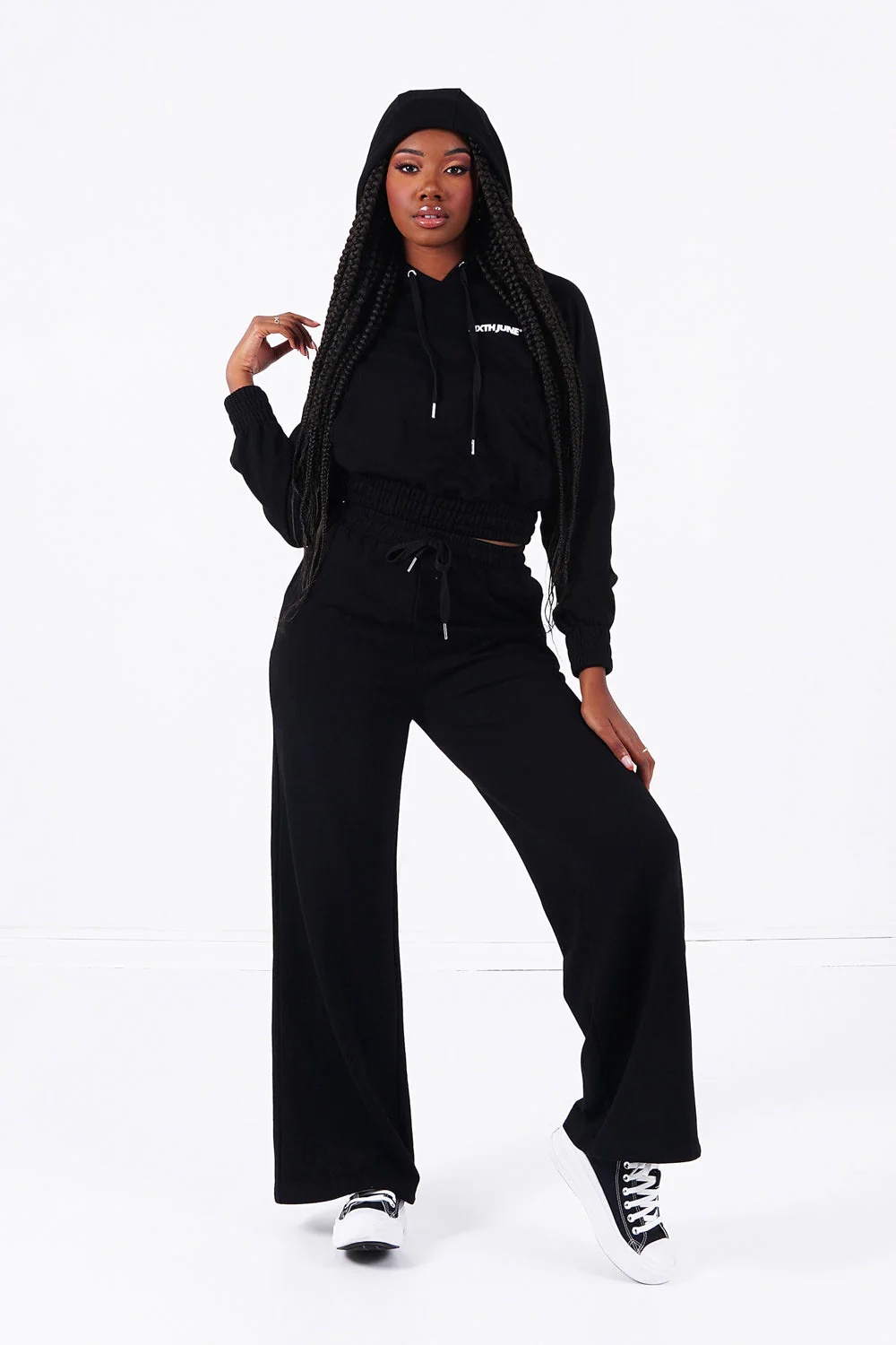 Sweat capuche court logo Noir - Image 2