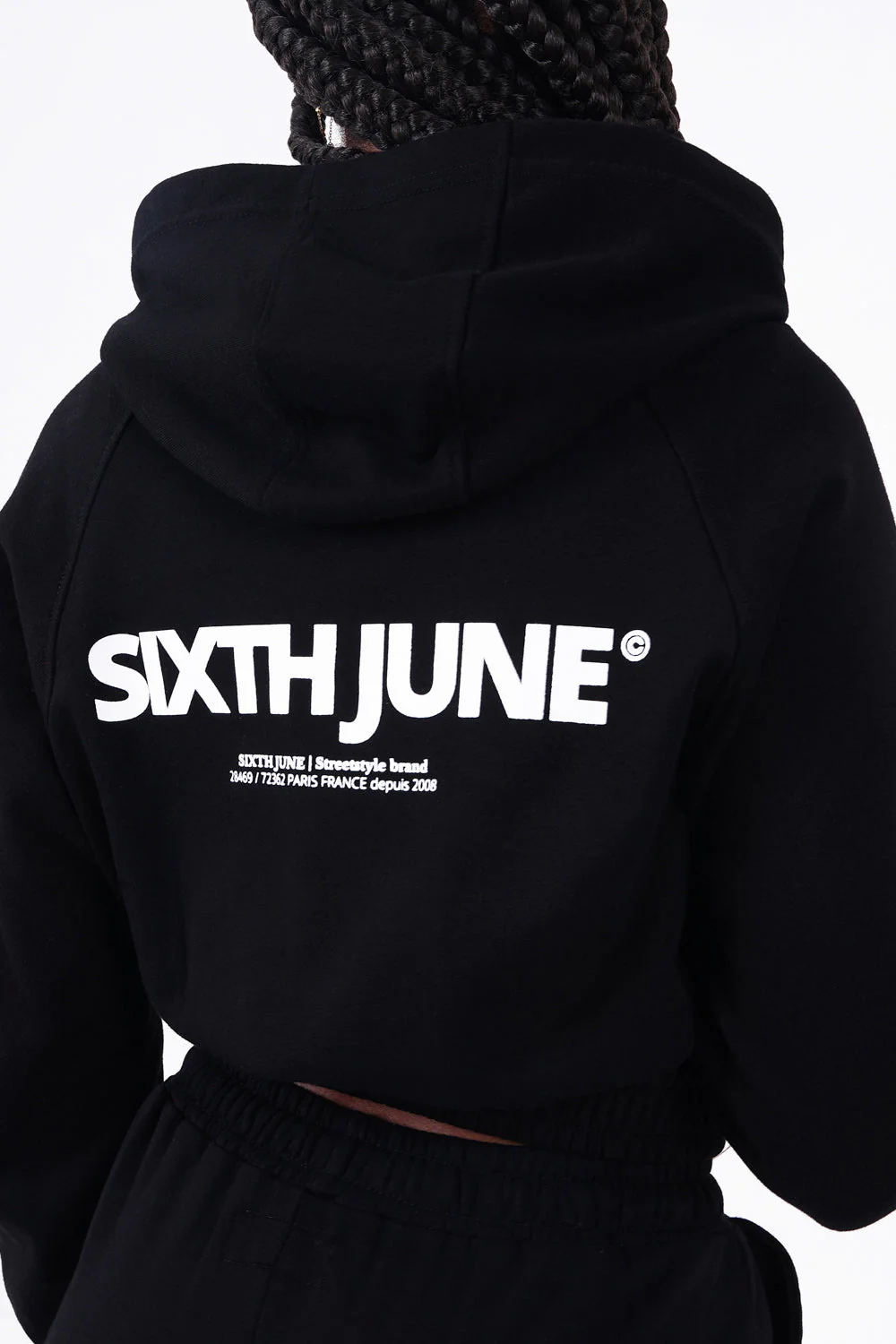 Sweat capuche court logo Noir - Image 3