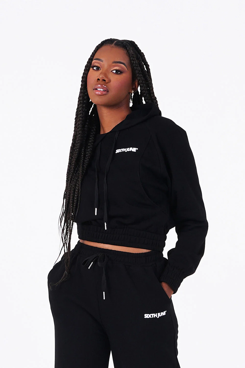 Sweat capuche court logo Noir - Image 4