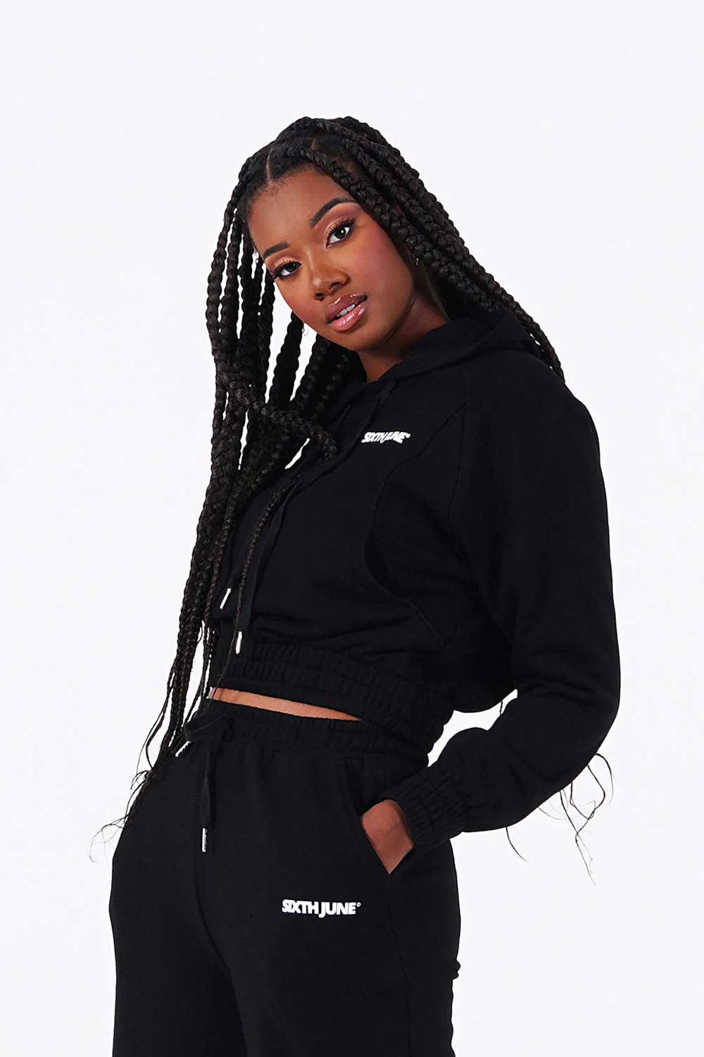 Sweat capuche court logo Noir - Image 5