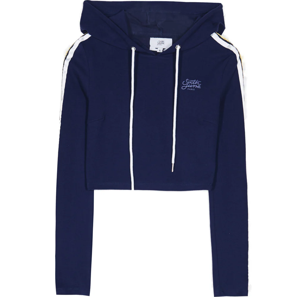 Crop top bandes tricolores bleu