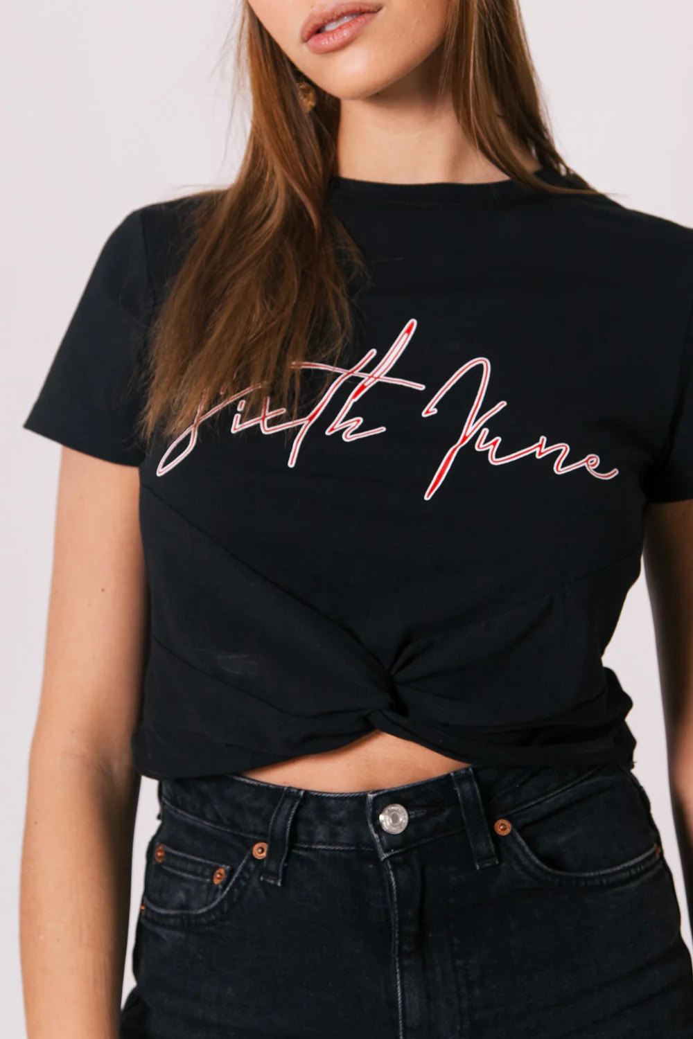 Crop-top noeud logo noir - Image 3