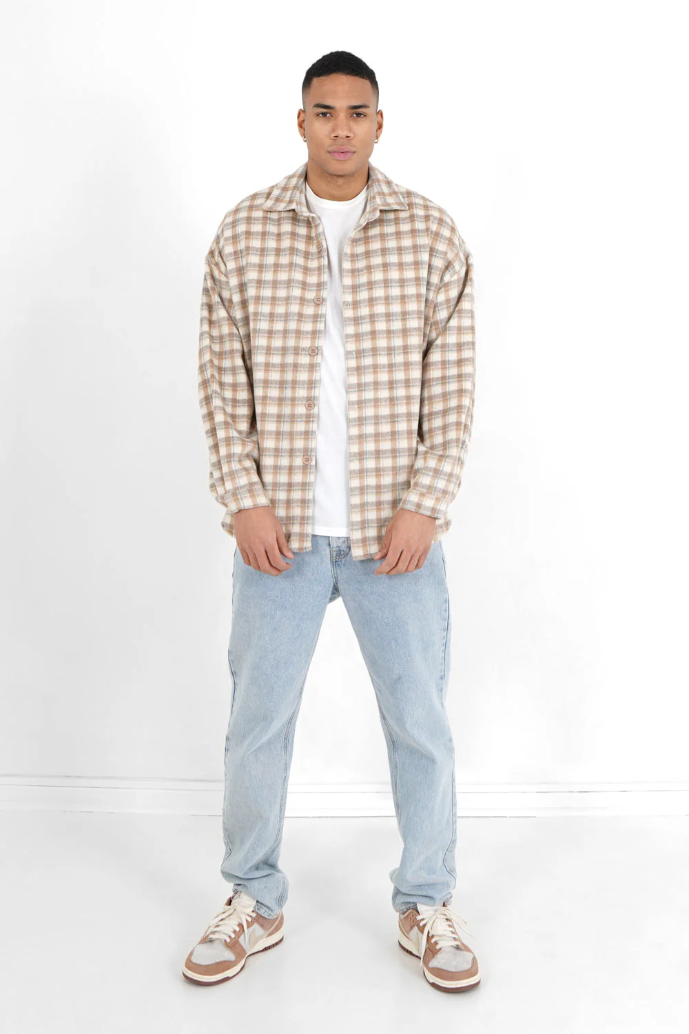 Chemise tartan patch bouclette Beige - Image 2