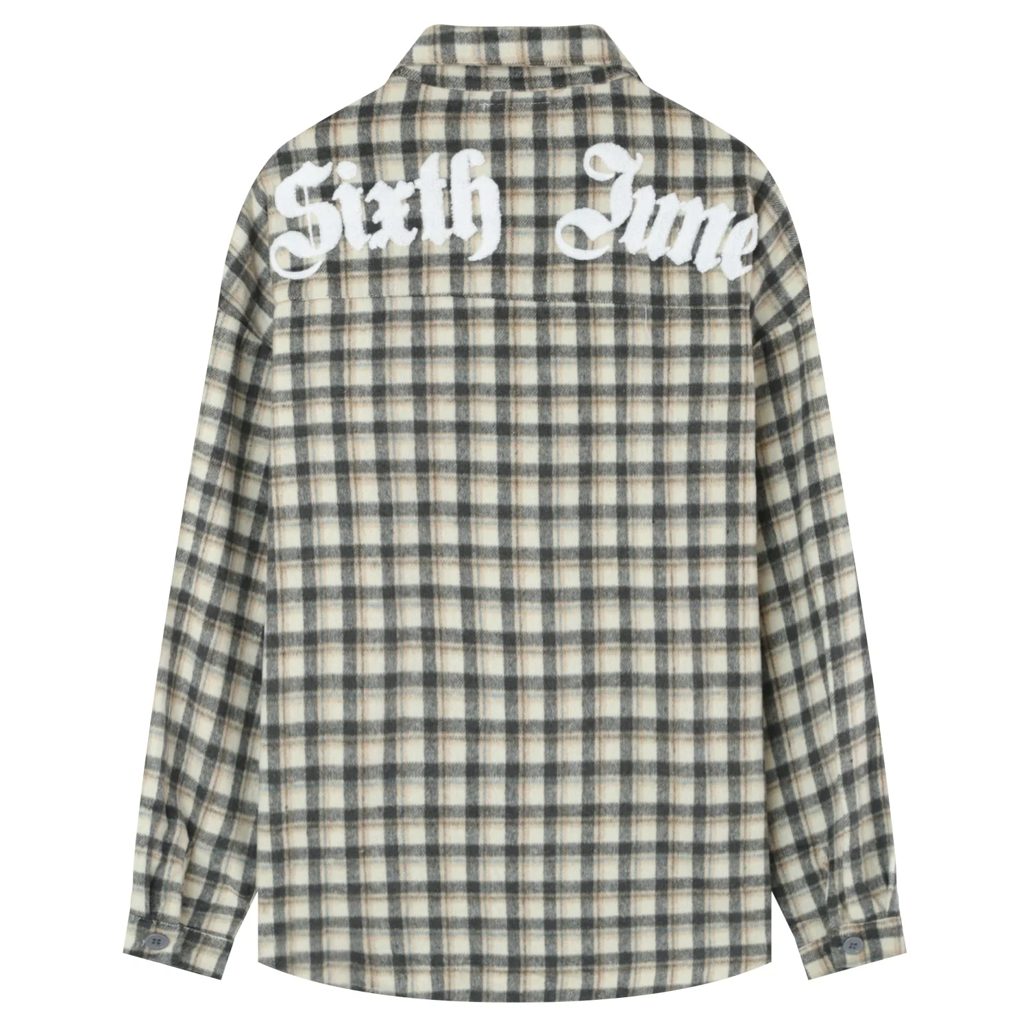 Chemise tartan patch bouclette Gris - Image 6
