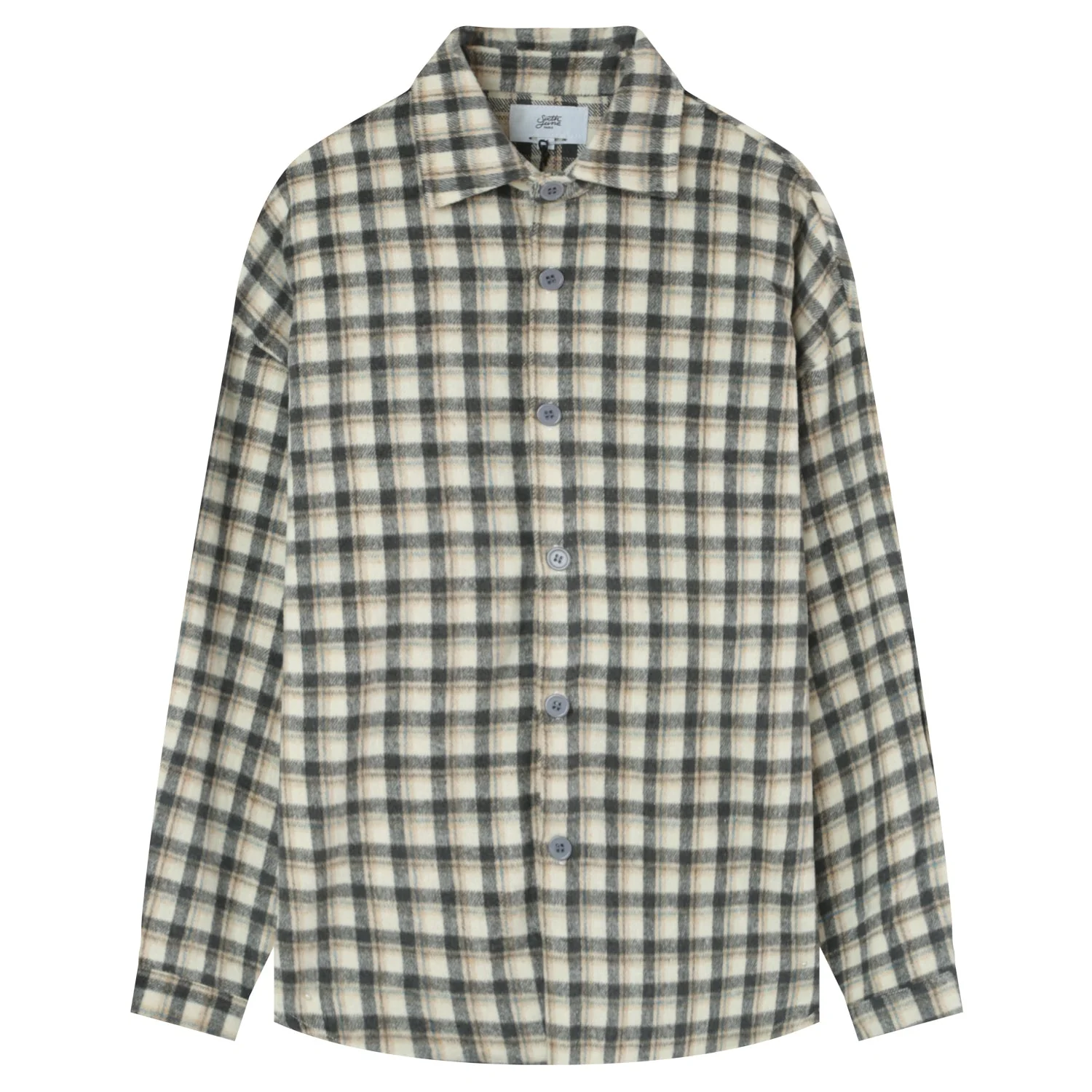 Chemise tartan patch bouclette Gris - Image 7