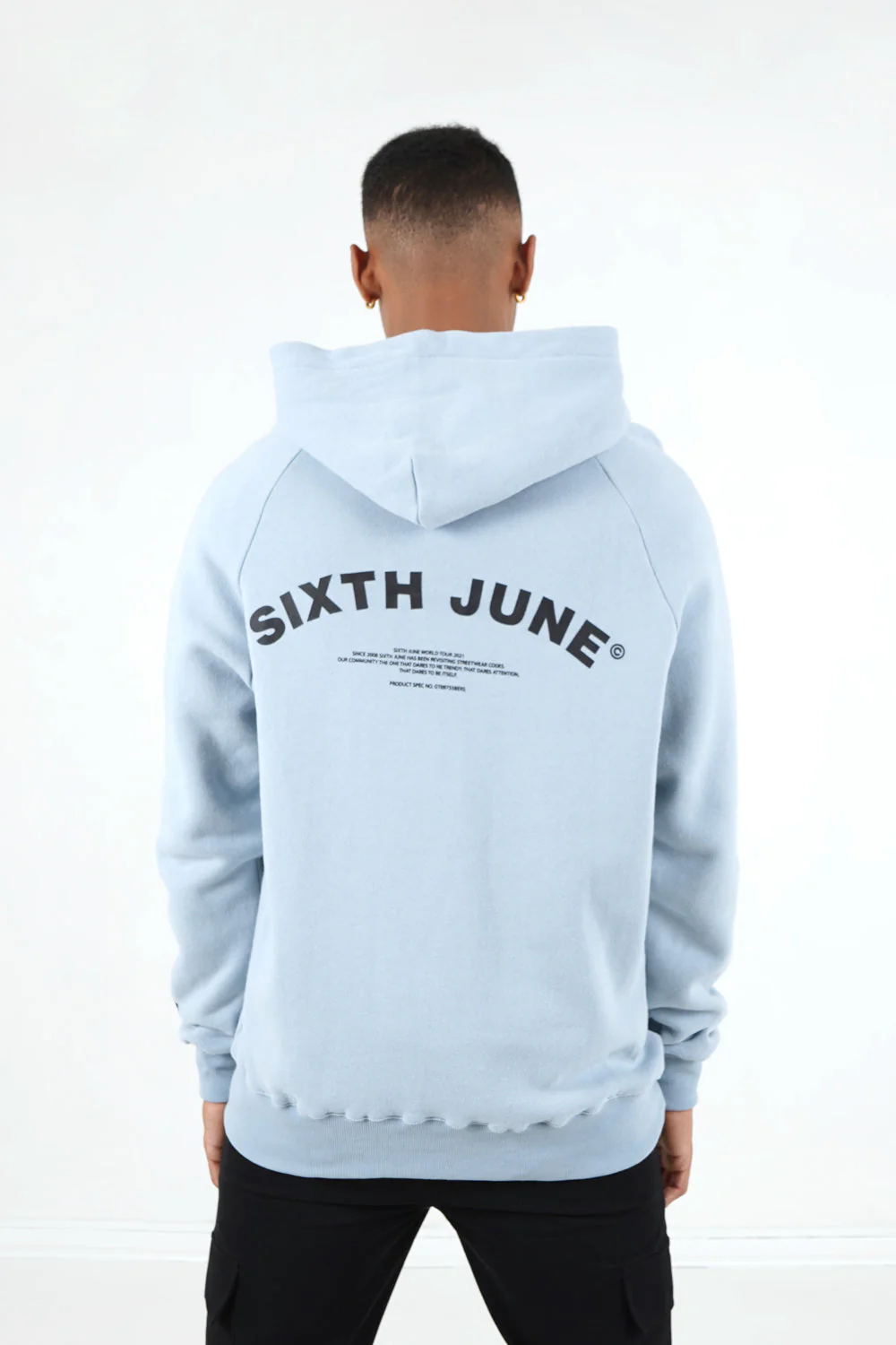 Sweat capuche logo incurvé Bleu clair