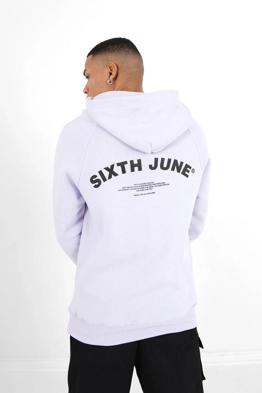 Sweat capuche logo incurvé Violet clair