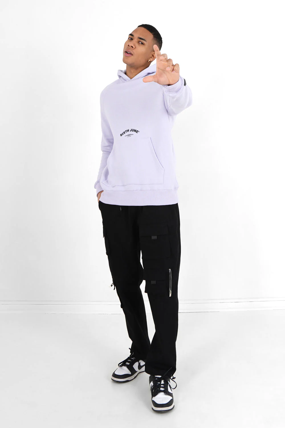 Sweat capuche logo incurvé Violet clair - Image 2