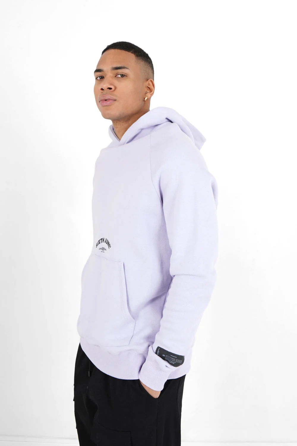 Sweat capuche logo incurvé Violet clair - Image 4
