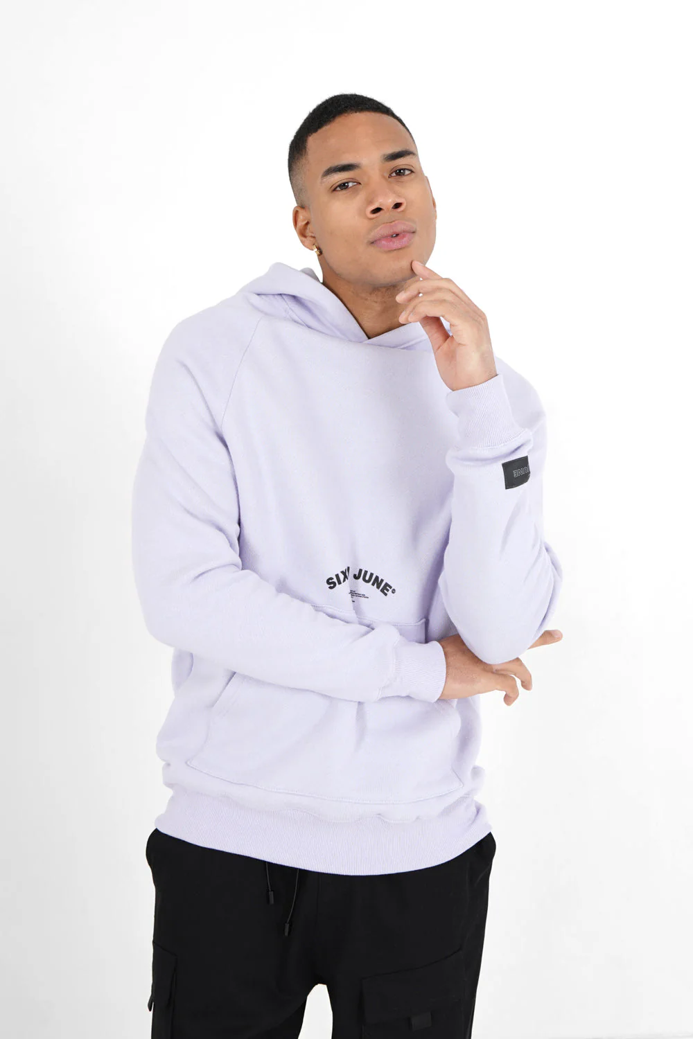 Sweat capuche logo incurvé Violet clair - Image 5