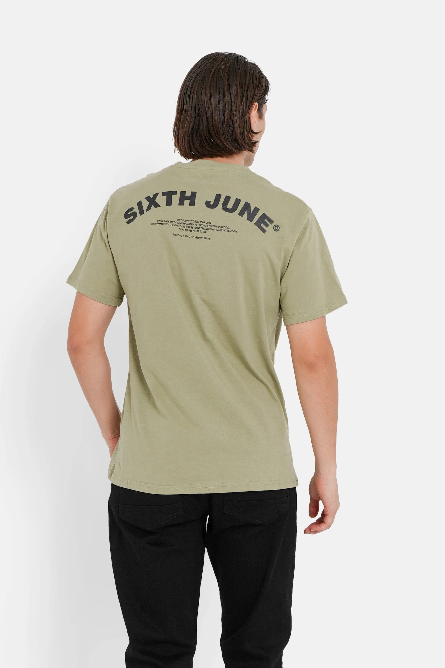 T-shirt logo incurvé avant arrière Vert