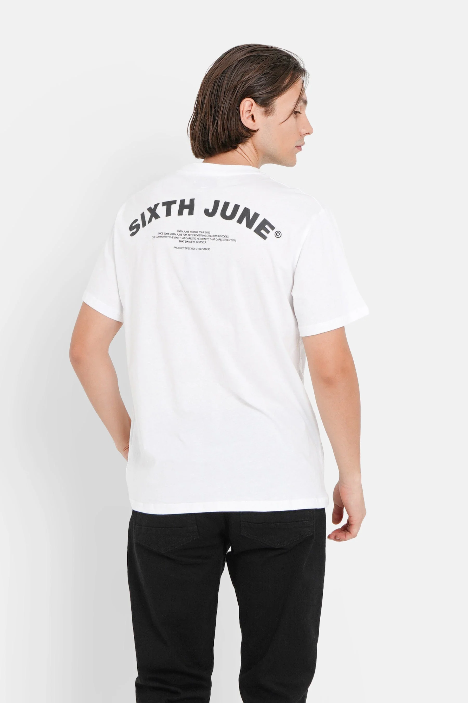 T-shirt logo incurvé avant arrière Blanc