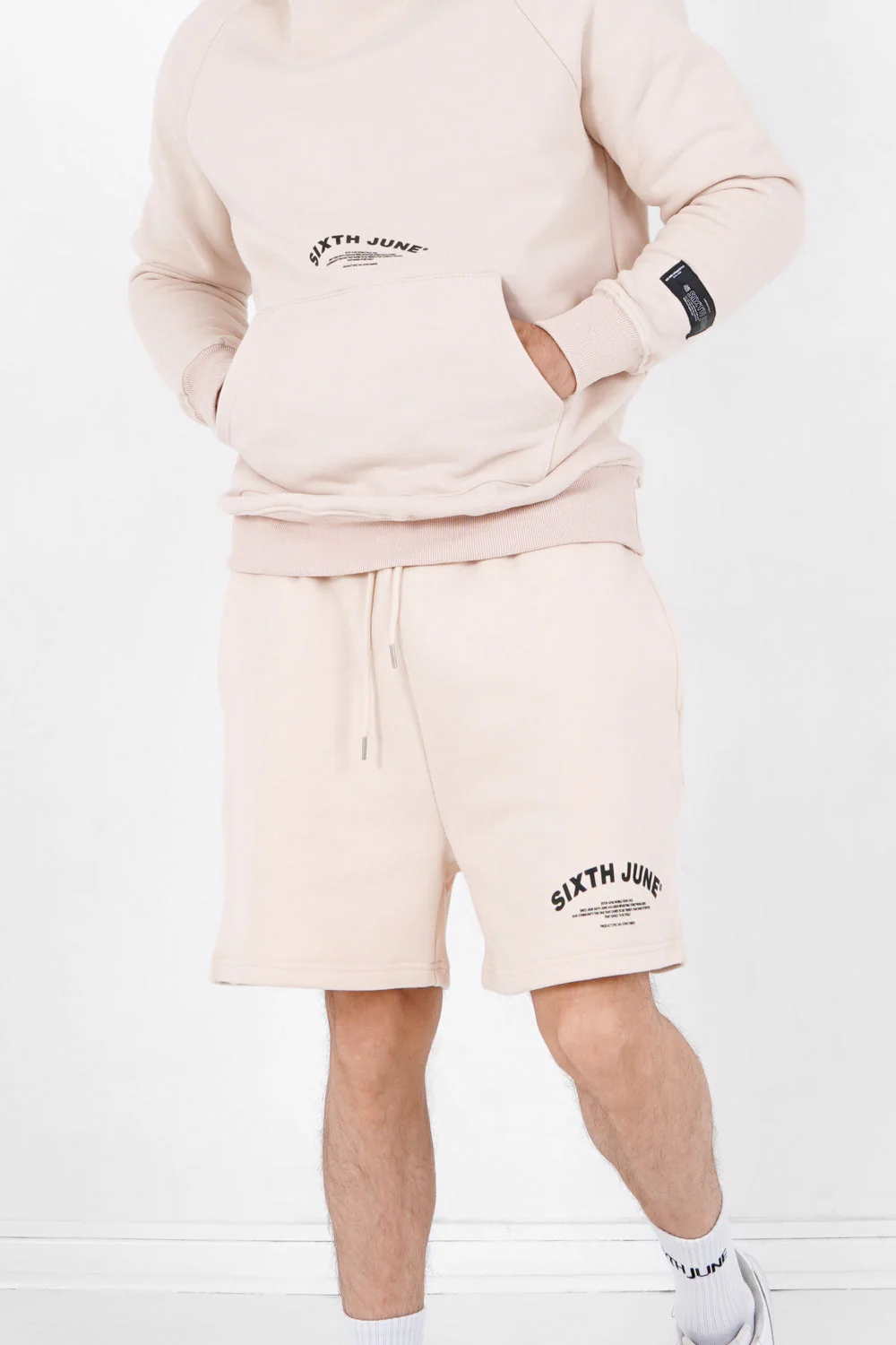 Short logo incurvé Beige