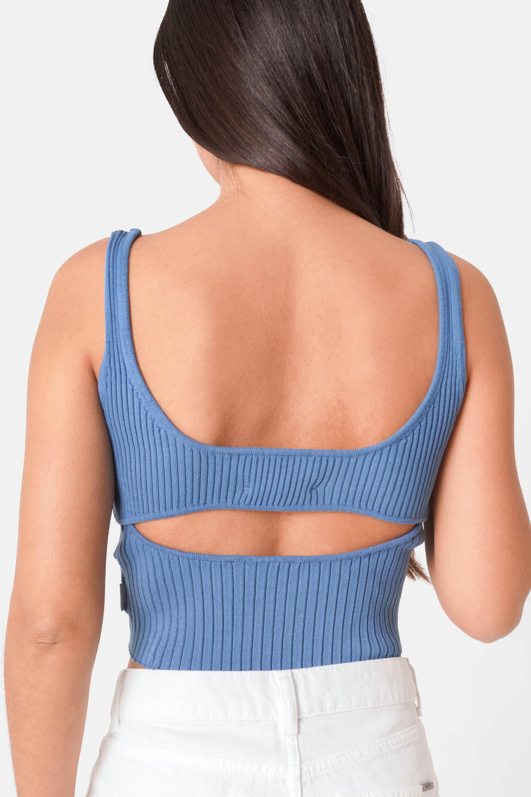 Débardeur tricot ouverture dos Bleu - Image 3