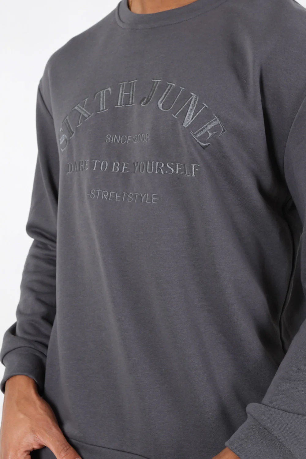 Sweatshirt broderies Gris foncé - Image 3