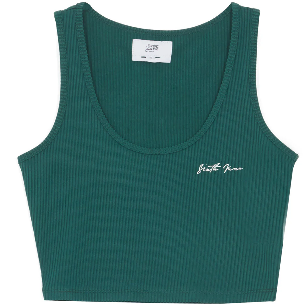 Débardeur court logo signature vert