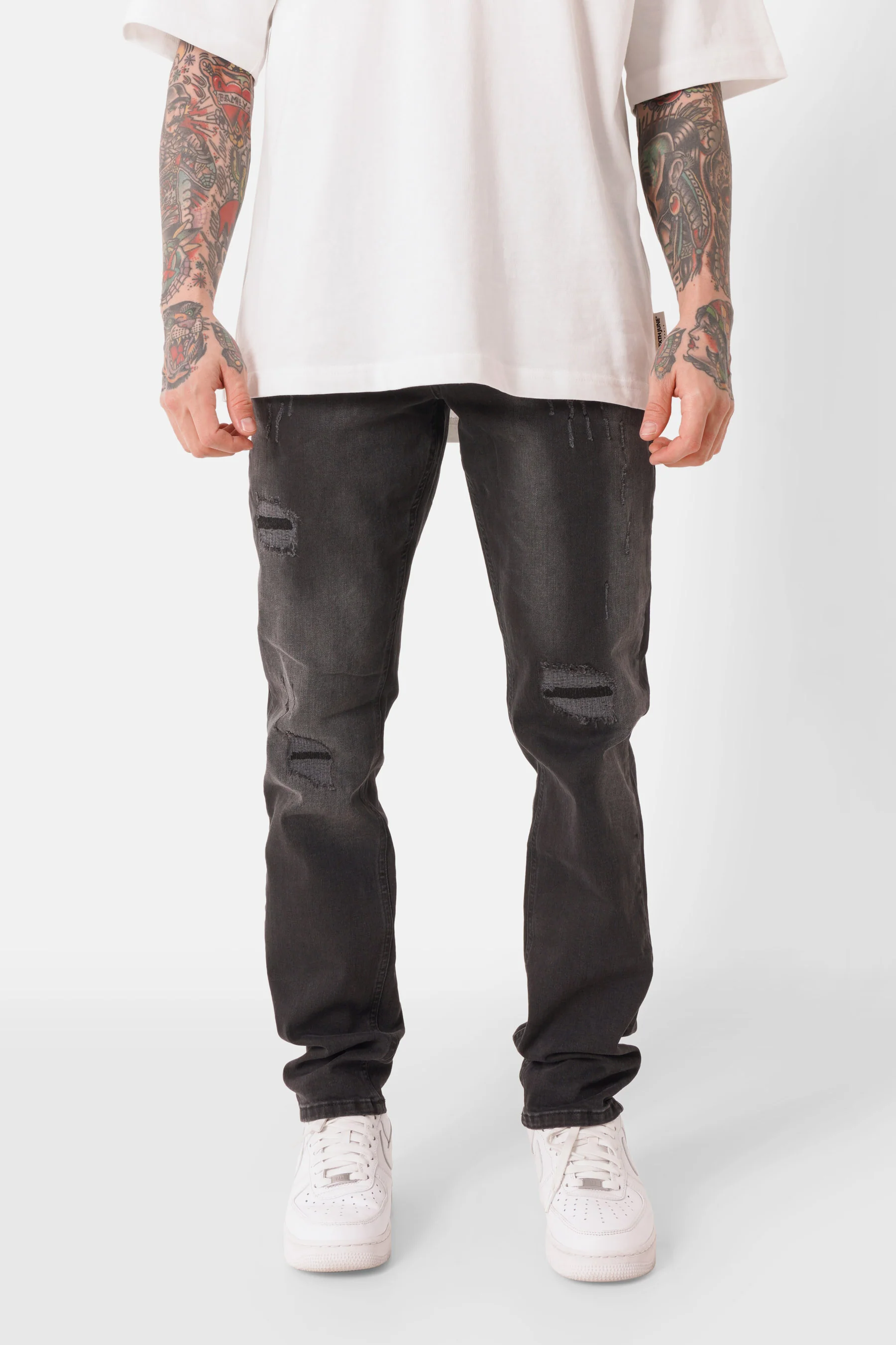 Jean slim patch genou Noir
