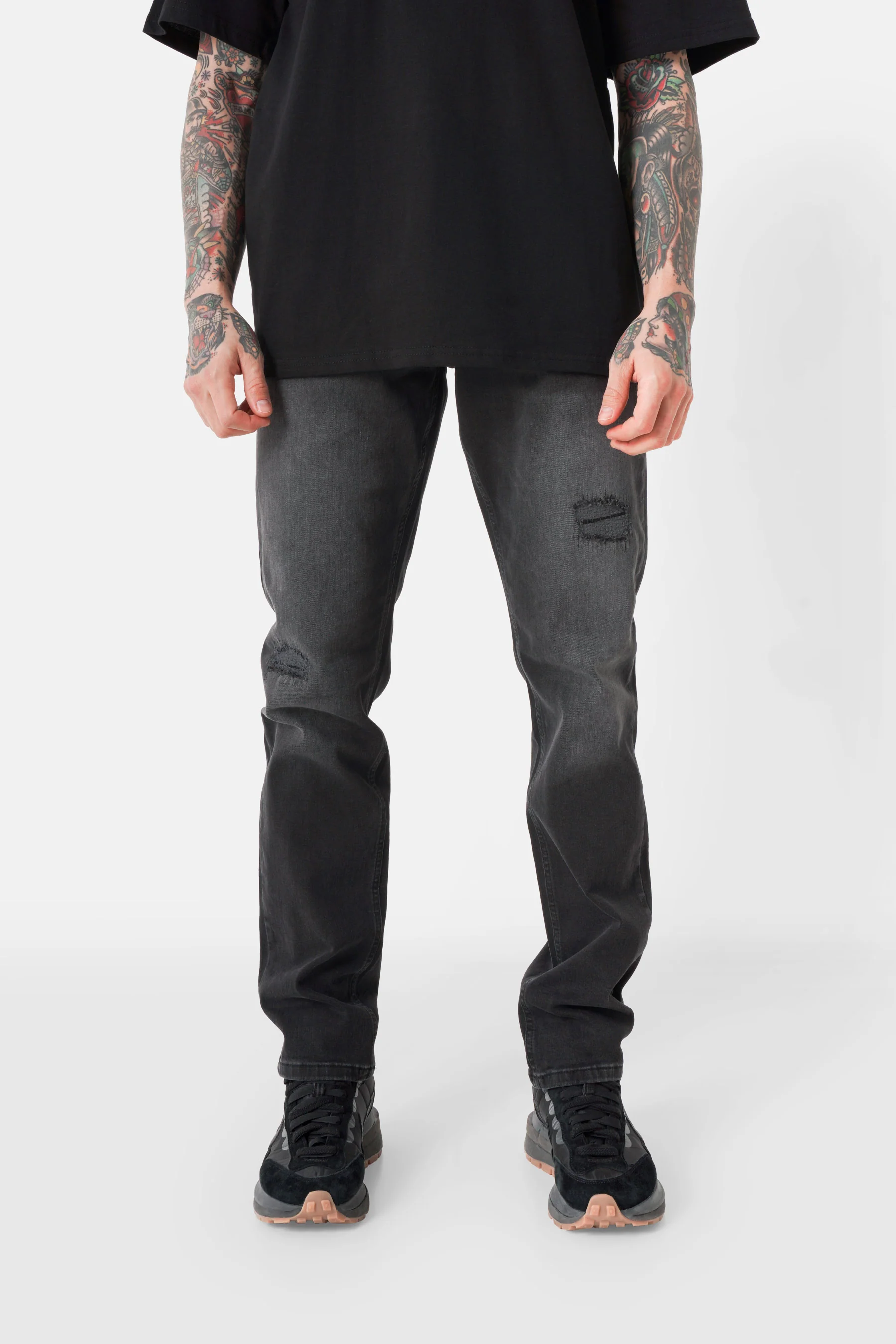 Jean regular délavé Noir