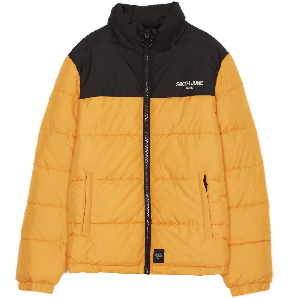 Doudoune bicolore logo jaune noire