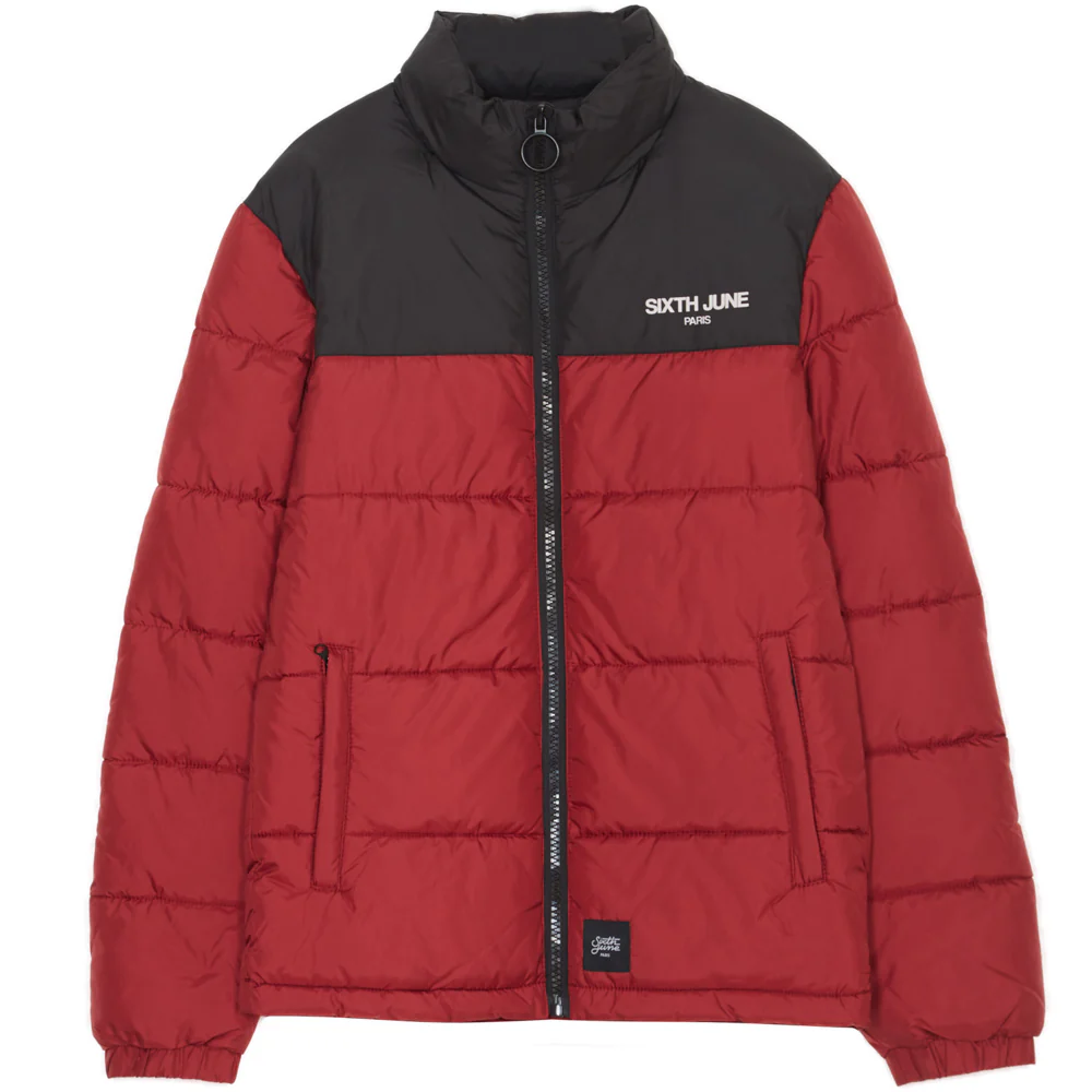 Doudoune bicolore logo rouge noire